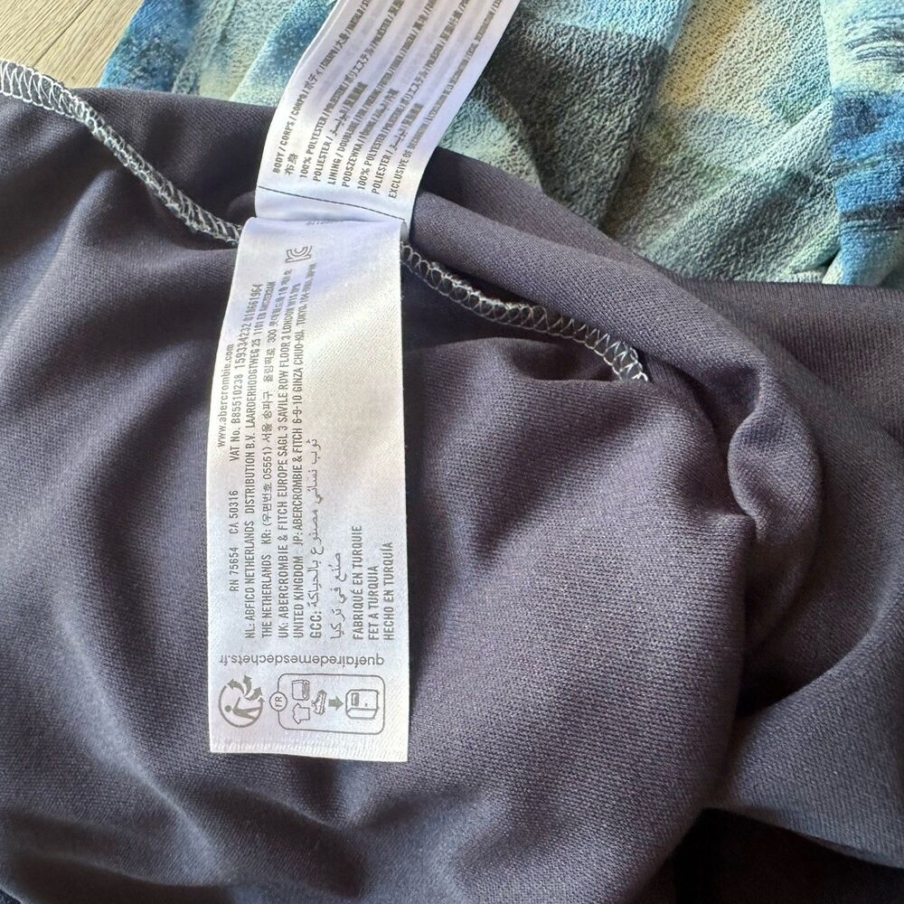 Abercrombie & Fitch Blue Mesh Bodycon Long Sleeve Twist Front Long Dress Sz XS - Picture 5 of 14